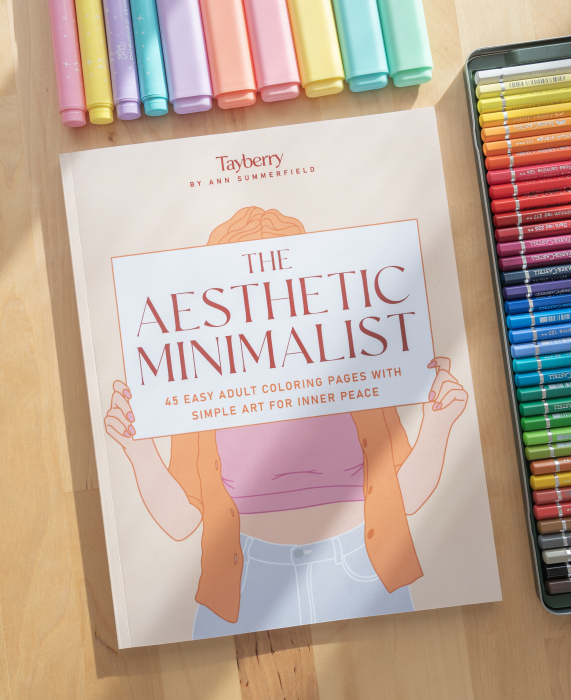 The Aesthetic Minimalist coloring book cover with minimalist designs